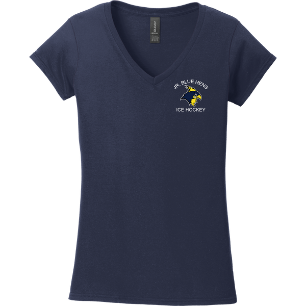 Delaware Jr. Blue Hens Softstyle Ladies Fit V-Neck T-Shirt